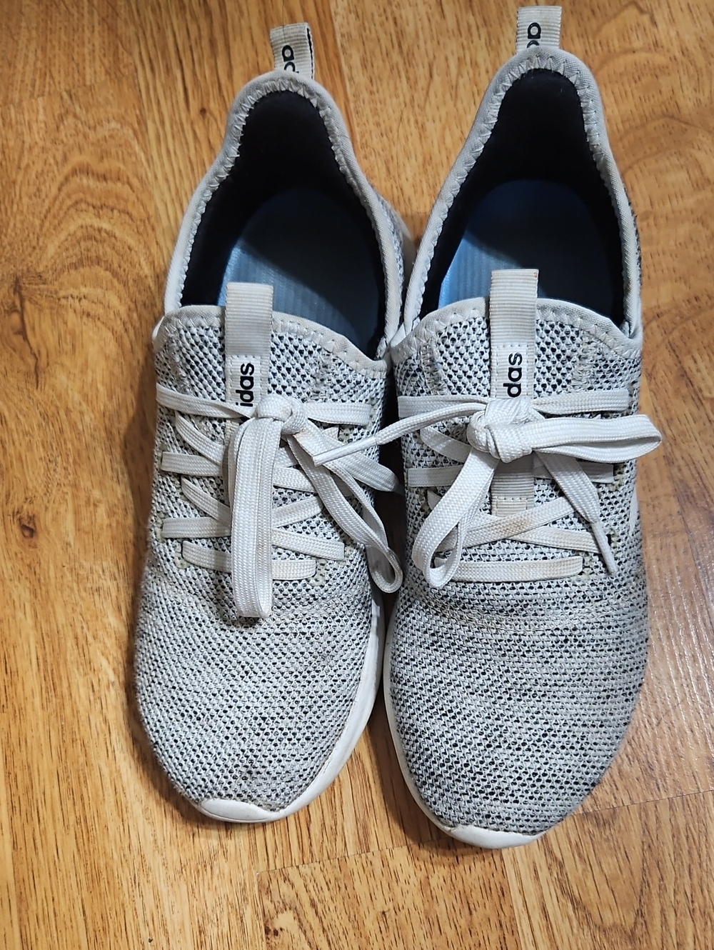 adidas Light Gray Knit Slip-On Sneakers with White Accents